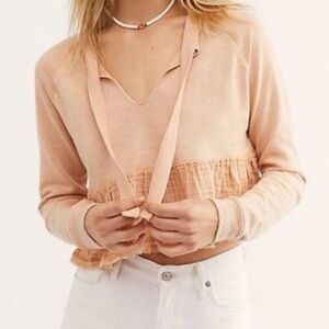 Free People Sweet Jane Pullover Top Sweatshirt blush pink- Size Medium